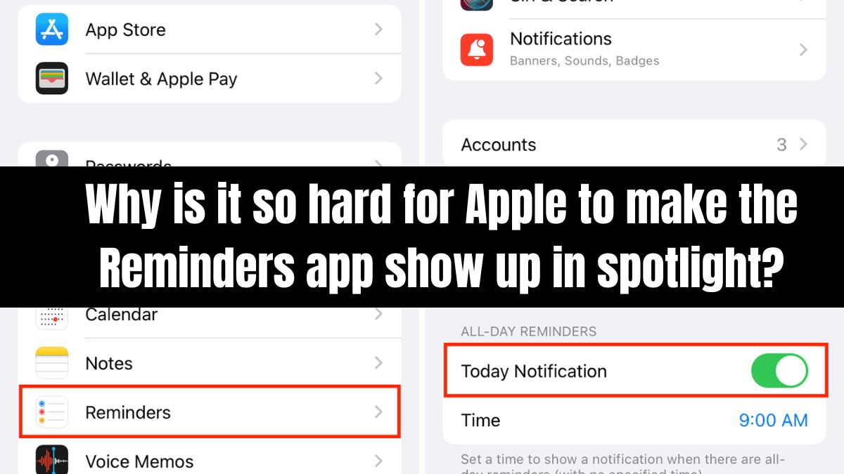 Why is it so hard for Apple to make the Reminders app show up in spotlight?